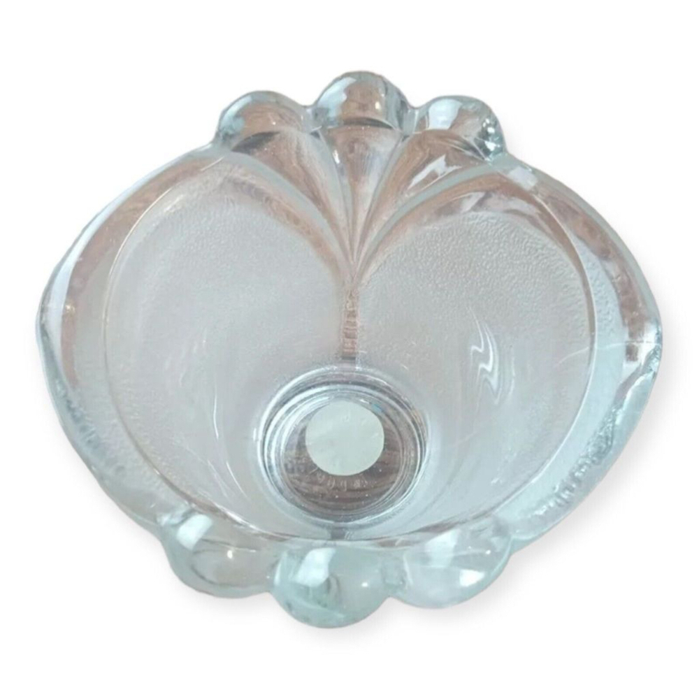Indonesian Crystal Clear Frosted Tulip Fan Design Votive Candle Holder Vintage - Picture 3 of 13